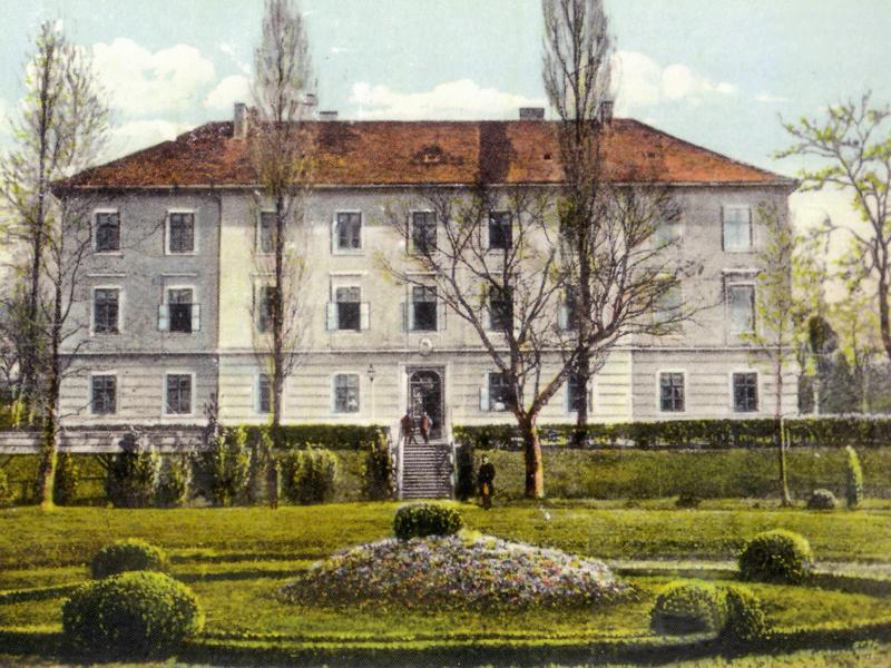 College of Agriculture and the garden in front of it, late 19th century