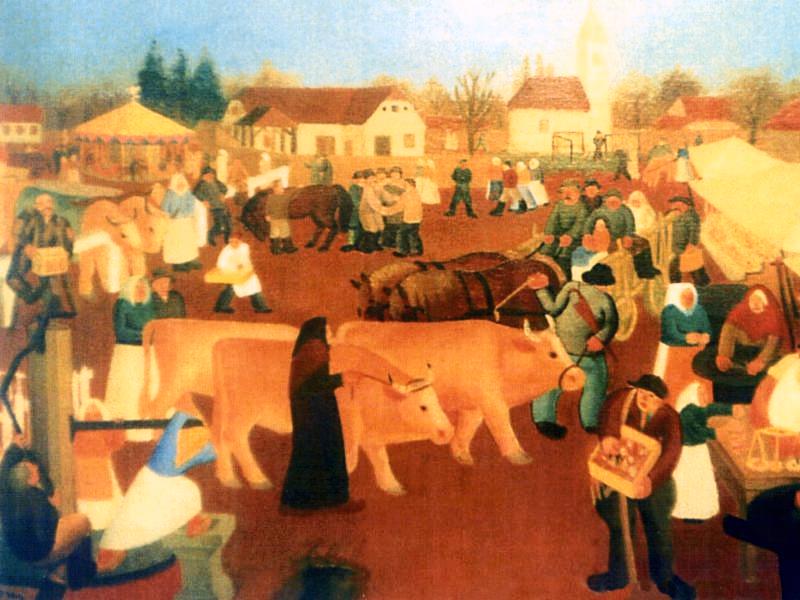 Križevci Fair, oil on canvas, Marijan Detoni, 1932