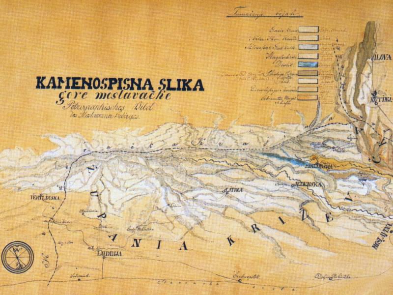 Kamenopisna slika gore Moslavačke, rukopisna geološka slika Ljudevita Vukotinovića, 1852. godine