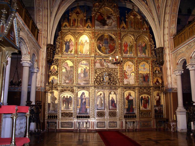 Iconostasis inside the  Greek Catholic Cathedral of the Holy Trinity