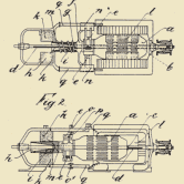 Outline and drawings for illumination dynamo invented and patented by Marcel Kiepach